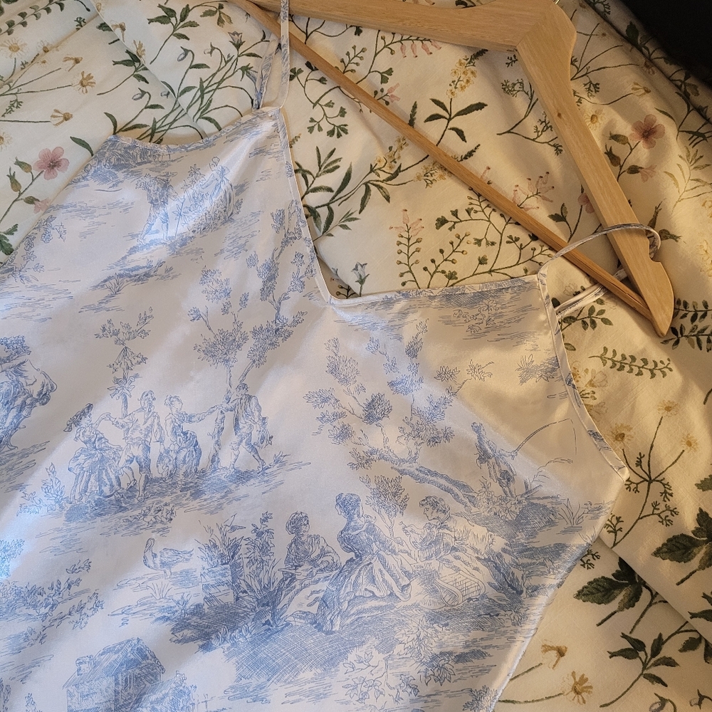Satin Blue Slip Dress - Picture 2 of 7